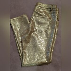 Gold Metallic Snakeskin Print Pants Size 12